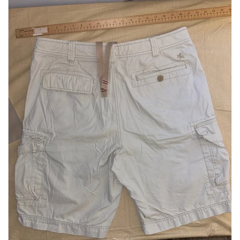 Express Cargo Shorts Mens Size 36 Beige Cotton Utility Pockets Zip Fly - Picture 2 of 6